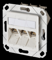 1309131102-E E-DAT modul 3 port UPk Cat.6A pure white RAL9010