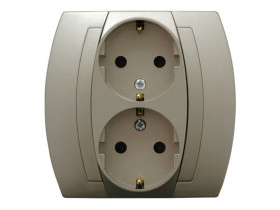 GAZELA Gniazdo podwójne z uziemieniem schuko satyna GP-2JS/16/16 OSPEL
