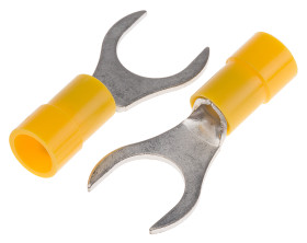 Konektor zaciskowy płaski Izolowane, M10, Żółty 10AWG 6mm² 12AWG 4mm² RS PRO