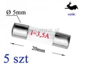 3,5A bezpiecznik szklany szybki 5x20mm