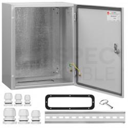 Obudowa hermetyczna rozdzielnica metalowa z płytą montażową 500x400x250 IP65 natynkowa szara NEKU