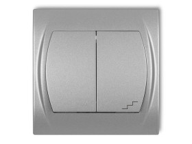 LOGO Wyłącznik pojedynczy ze schodowym (wspólne zasilanie) srebrny metalik 7LWP-10.1 KARLIK