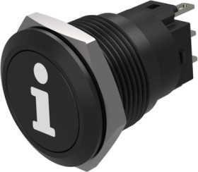 Vandal-proof pushbutton, black, unlit , mounting Ø 19 mm, IP65/IP67, 82-5951.1000.B004