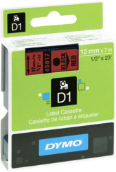 Labelling tape cartridge, 12 mm, tape red, font black, 7 m, S0720570
