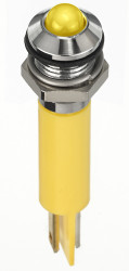Lampka kontrolna do montażu panelowego 2V dc, Żółta 8mm LED Chrom Faston, oczko lutownicze RS PRO