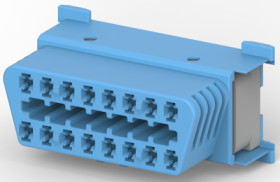 Socket, unequipped, 16 pole, straight, 2 rows, blue, 1418984-1
