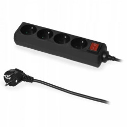 Przedłużacz elektryczny Listwa zasilająca na 4 gniazda 2P+Z z wyłącznikiem czarna 3m ECO PLASTROL