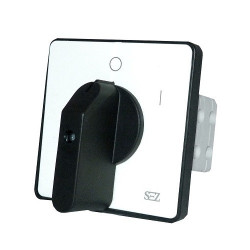 Łącznik krzywkowy 0-1 500V 63A przełącznik z pozycją 0 z dźwignią oraz szyldem SEZ S63 JD 1104 A6