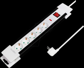 LPS211 Socket outlet, 5 sockets, with switch, 3 m, white/black