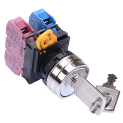 YW4K-3AE11N1 22mm Metal Bezel 3 Position Maintained Key Switch 1NO-1NC IP65 IDEC