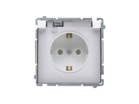 SIMON BASIC Gniazdo schuko do wersji IP44 (moduł) 16A 250V zaciski śrubowe biały klapka transparentna BMGSZ1B.01/11A KONTAKT SIM