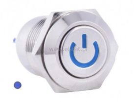 Przycisk wandal. chwil. płaski 12mm nieb. POWER