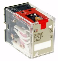 MY4IN 24AC (S) Przekaźnik 4 torowy ze wskaźnikiem LED i z blokowanym przyciskiem testującym, 5A, OMRON, MY4IN24ACS