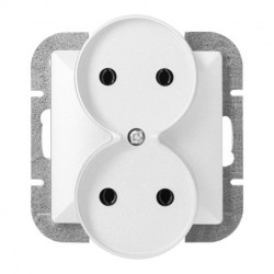 Gniazdo podwójne p/t 2x2P Pearl, 16A, 250V, PT-5PR, biały,OR-OE-7706/2P/R/W