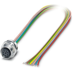 Sensor actuator cable, M12 panel socket, straight to open end, 8 pole, 0.5 m, 2 A, 1239858