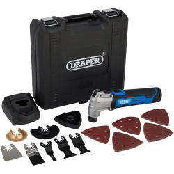 Draper 19392 12V Oscillating Multi-Tool 33 Pcs 1 x Battery, 1.5Ah, Fast Charger