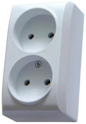 BIS Gniazdo podwójne b/u białe, GN-2B/00-o