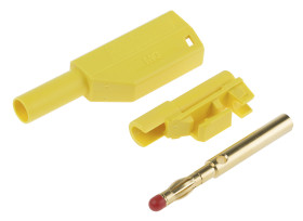 Adapter z wtykiem bananowym Męski Połączenie lutowane typ Wtyk bananowy Zielony/żółty 32A Staubli rozmiar 4 mm