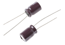 Kondensator 100μF 50V dc Radialny, Otwór przelotowy Nichicon roztaw: 3.5mm 8 (Dia.) x 11.5mm