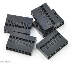 Pololu 0.1" (2.54mm) Crimp Connector Housing: 2x8-Pin 5-Pack