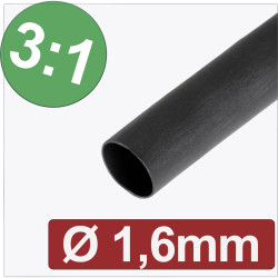 Quadrios 24CA282 Heatshrink adhesive Black 1.60mm 0.53mm Shrinkage 3:1