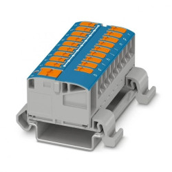 Blok rozdzielczy PTVFIX 6/18X2,5-NS35A BU, niebieskie złącze przemysłowe - 18 punktów przyłączeniowych o przekroju 2,5mm2