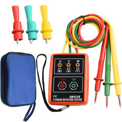 Tester kolejności faz miernik trójfazowy rotacji 3-fazowy SM852B + etui