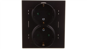 Sonata Gniazdo Podwójne Z/U Schuko Z Przesłonami Czarny Metalik Gp-2Rsp/33