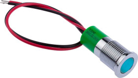 Lampka kontrolna do montażu panelowego 24V dc, zielona 14mm LED Chrom Wyprowadzenia RS PRO