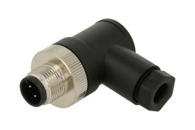 Wtyk; KLS15-M12A-TR103PG7; M12-3p; 3 tory; kątowe 90°; śrubowy; 0,25mm2; 4-8mm; na przewód; czarny; IP67; 2A; 30V; KLS; RoHS