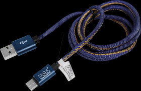 77700 Daten-/ Ladekabel USB A-Stecker &gt; Type-C, Jeans, 1 m