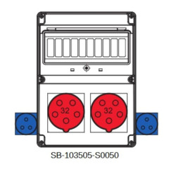 Rozdzielnica 2x5x32A 2x3x16A INA=32A IP54 SB-103505-S0050-54