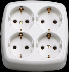 1210.0100.9 Four-way multiple socket without cable, block