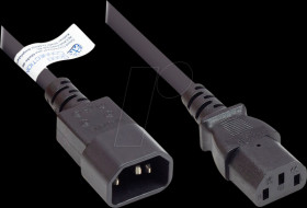 P1430-S020 Cold device extension C14 to C13 , black, 0,75 mm², 2 m