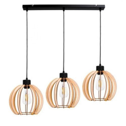 JUALA lampa wisząca, moc max. 3x60W, E27, czarna, drewno,AD-LD-6378BE27D