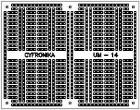 UM-14 Płytka uniwersalna UM14, wymiary: 74x94mm 1088 punktów lutowniczych - niewiercona
