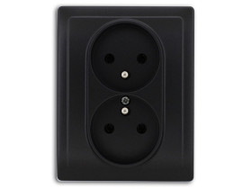 VENA Gniazdo podwójne z uziemieniem kompletne antracyt 516136 KOS