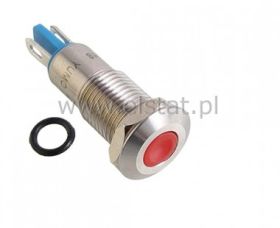 Kontrolka czerwona 8mm 12V 15mA IP68 nierdzewna