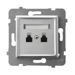 ARIA Gniazdo telefoniczne podwójne niezależne srebro GPT-2UN/m/18