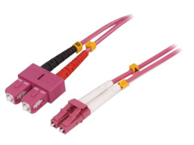 FP4LS02 Patch cord światłowodowy OM4 LC/UPC,SC/UPC 2m LSZH różowy