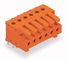 Socket header, 12 pole, pitch 3.81 mm, angled, orange, 734-572