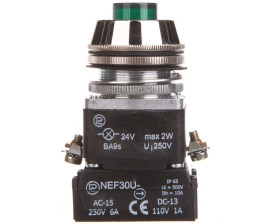 Przycisk sterowniczy 30mm zielony 1Z 1R z samopowrotem i podświetleniem 24V W0-NEF30-UWL XY Z