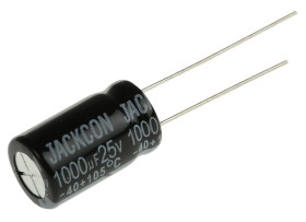 Kondensator 1000μF 25V dc Radialny, Otwór przelotowy RS PRO roztaw: 5mm 10 (Dia.) x 17mm
