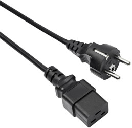 Power cable, Europe, plug type E + F, straight on C19 socket, straight, black, 1.8 m, AK-UP-01