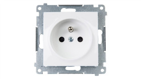 Simon 54 Gniazdo Pojedyncze Z/U 16A Ip20 Z Przesłoną Torów Białe Dgz1z.01/11