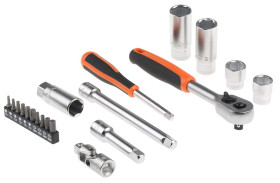 Zestaw gniazd głębokich/Otwornic rozmiar napędu 1/2 cala; 3/8 cala elementy: 53 Bahco gniazdo 10 → 22mm