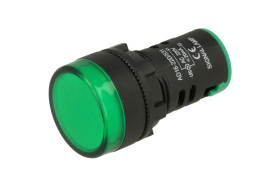 Kontrolka; FL1P-22NA- 1_AGXX230V; 22mm; podświetlenie LED 230V; zielony; śrubowe; czarny; IP67; 38mm; FILN; RoHS