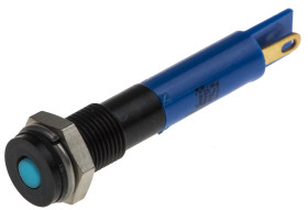 Lampka kontrolna do montażu panelowego 12V dc, niebieska 6mm LED Końcówka lutownicza RS PRO