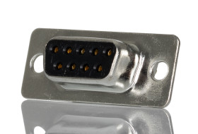 Złącze D-Sub 9-pinowe Żeński Proste Montaż na panelu raster 2.77mm Złoto