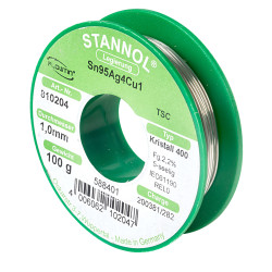 Stannol 810006 Flowtin TSC Solder Wire Sn95.5Ag3.8Cu0.7 1.0mm 100g
